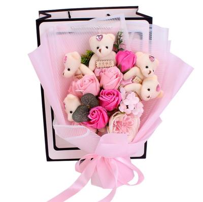 China Wholesale Mini Rose Plush Lovely Stuffed Teddy Bear Soft Flower Bouquet Teddy Bear For Girls Gift Stuffed Toy Manufacturer for sale