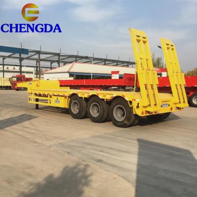 China Truck Trailer Loading Capacity 3 Axle Low Bed Lowboy Tractor Heavy Trailer With Best Price for sale