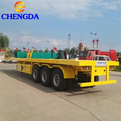 China Flatbed truck trailer 40ft air ride trailer tri axle gooseneck truck trailer flatbedfor sale for sale