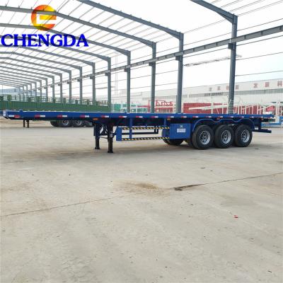 China Flatbed Truck Trailer 3 Axle 40ft Container Chassis Trucks Trailer With Twist Lock for sale