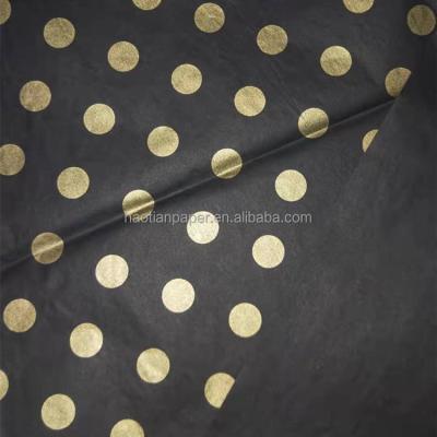 China Virgin stock 17g black tissue paper with gold dots, size 50*70cm, moQ 1000 for sale