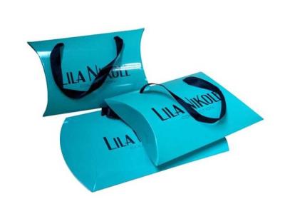 China Full Color Custom Paper Pillow Boxes / Cardboard Gift Boxes With Lids for sale