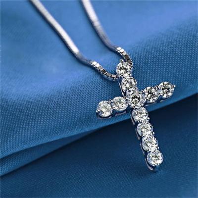 China FASHIONABLE Imported Hip-Hop Moissanite Clavicle Necklace Factory Cross Pendant Custom Made Chain Direct Sales for sale