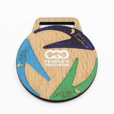 China Europe Factory Medals Custom Wooden Medal Holder Marathon Wooden Medal With Laser Engrave Logo for sale