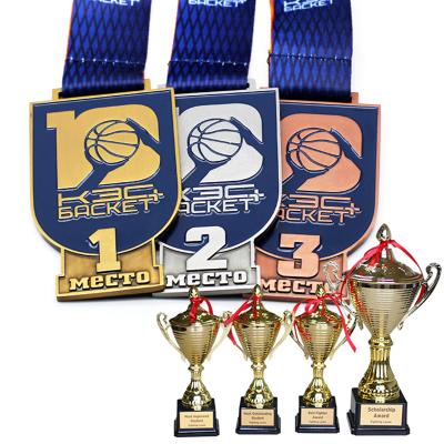 China Europe Medals Factory OEM Product Custom Metal Basketball Trophy and Medals for sale