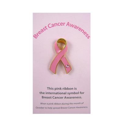 China Wholesale Europe Cancer Ribbon Breast Cancer Awareness Ribbon Pin Lapel Pins Badge for sale