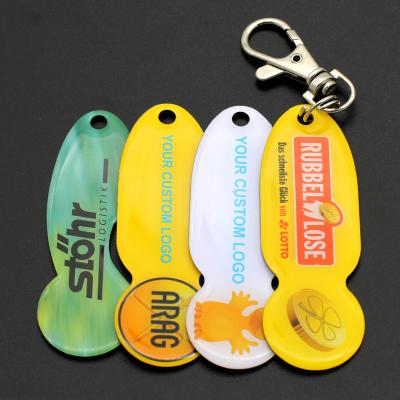 China Metal Custom Design Metal Keychain Supermarket Shopping Cart Chip Trolley Token Coin Keychain for sale