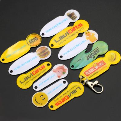 China Popular Germany Shopping Trolley Trolley Solvent Symbol Keychain CMYK Metal Printing Trolley Coin Key Chain With Epoxy Coating for sale