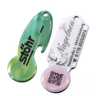 China Metal Europe Market Shopping Trolley Cart Release Key Chain Token Beer Opener With CMYK Printing Epoxy Coating for sale