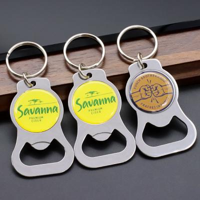 China Viable Stainless Steel Epoxy Sublimation Beer Bottle Opener Metal Key Chain Keychain Custom Key Chain Bottle Opener With Logo for sale