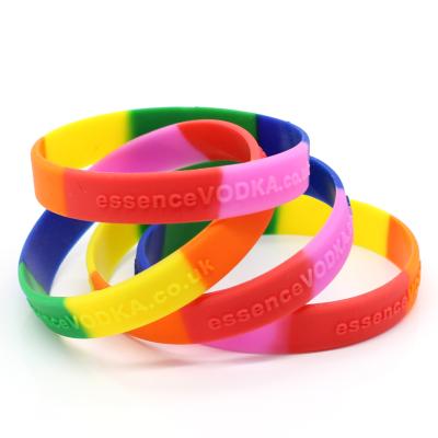 China Pride Rainbow Slim Awareness Silicone Wristbands Cheap Environmental Friendly Custom Gay Wristbands for sale