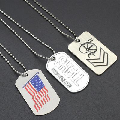 China Custom Wholesale Cheap Blank Army Sublimation Stainless Steel Collar Europe Metal Dogtag Military Dog Tag for sale