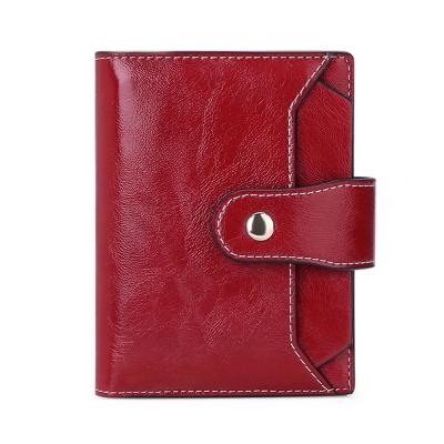 China None Women's Leather Ladies Bags Protect Small Bi-fold Zipper Pouch Wallet Cards Case With Document Window for sale