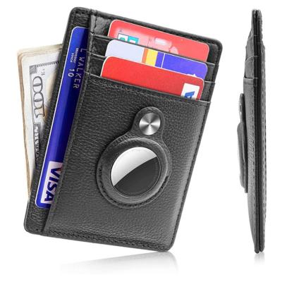 China Hot Sale Anti Theft Men's Wallet Slim Minimalist Anti Lost Card Holder Smart Leather Airtag Wallet for sale