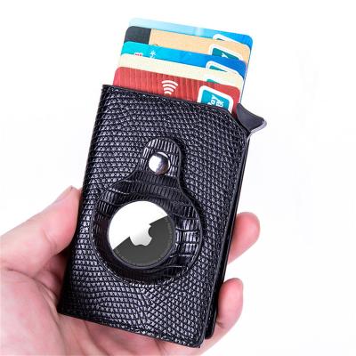 China 2021 Fashion Design Multifunctional Credit Card Blocking Holder Leather Airtag Wallet For Apple Airtags Case for sale