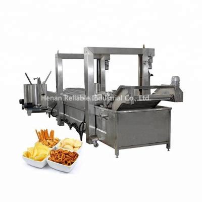 China Wide Frying Snacks Industrial Application Continuous Deep Fryer Chicken Machine With Automatic Feeding And Discharging Function for sale