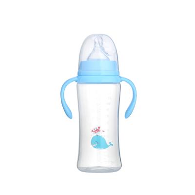 China BPA Free 360ml 12oz wide-neck PP feeding bottle with double handle silicone nipple baby bottle for sale