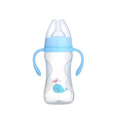 China BPA Free 300ml 10oz wide-neck PP baby feeding bottle with double handle silicone nipple baby bottle for sale