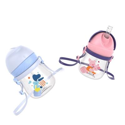 China BPA Material Defensive Stance Food Grade TRITAN Water Bottle Baby Cup 180ML With Strap Baby Kettle for sale