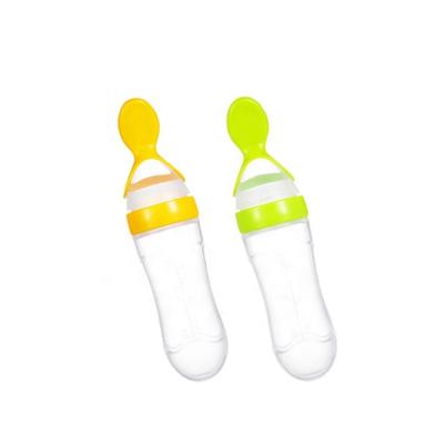 China BPA 3oz 90ml Baby Spoon Silicone Squeeze Free Feeder With Pacifier Cool Baby Bottle Fruit Feeder Spoon Feeder Bottle for sale