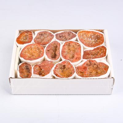 China Aura Rose Gold Color Geodes from Europe CXDGEM GN392-10 Mini Mineral Tray Half Polished for sale