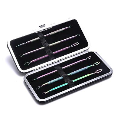 China Hot Sale Facial Care Tools 6 Pieces Set Colorful Acne Removal Blackhead Extractor Stainless Steel Pimple Electroplating Tool for sale