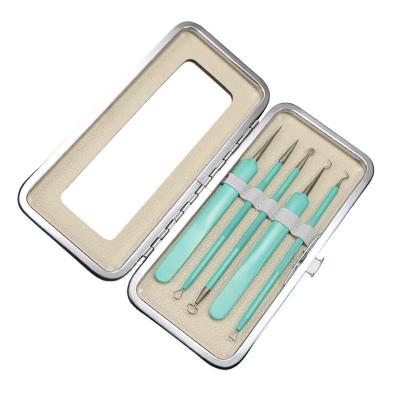 China Suitable For Itchy Ears/Ear Cleaning 5 Hot Selling Greens In 1 Set Double Sided Facial Blackhead Remover Extractor Tool Pinple Removal for sale