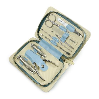 China Nail Beauty 10 Pcs Professional Stainless Steel Nail Tool Kit New Girls Manicure Set Nail File Clipper Cuticle Pusher Set for sale