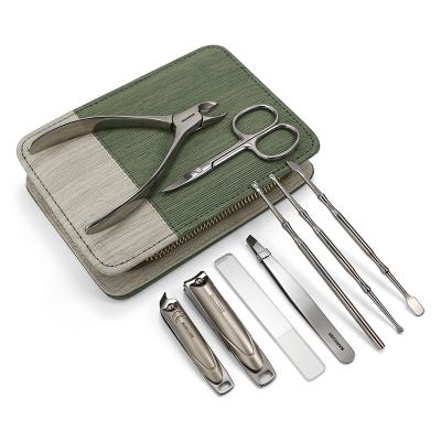 China Personal Care 10 IN 1 No Splatter Nail Toenail Clippers Nail Nipper With Catcher Stainless Steel Manicure Set With Leather Case for sale