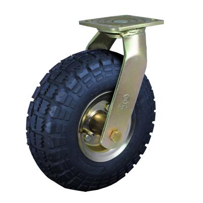 China Elastic Rubber And Silent Running Galvanized Industrial Trolley Casters Pneumatic Wheel for sale