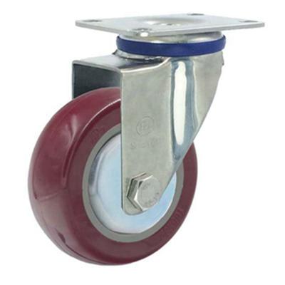 China Hot Sales Rigid Middle Heavy Duty Polyurethane Wheel Industrial Caster With Metal Cover for sale