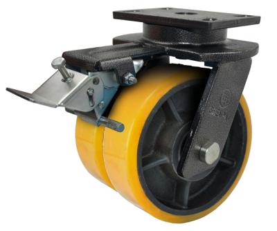 China Garment Shops Iron Industrial Core PU Caster With Double Wheels for sale