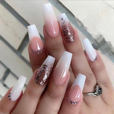 China Finger Nail and Toe French Nails Press On Compete Matte Seller Unas Short Wrap Nude Ballerina Press On Nails for sale