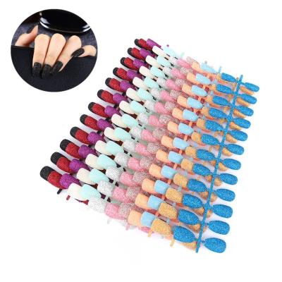 China 24pcs Gold Glitter Nail Tip French Silver Long Tip Coffin Wear Nails Thick Full Length Super Natural 3xl Nails Tip for sale