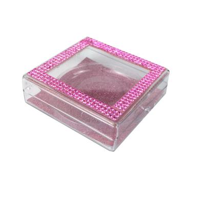 China Natural Long Private Label Cute Empty Pink Rhinestone Eyelash Packaging Box Volume for sale