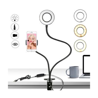 China Dimmable Aluminum Photography Selfie USB LED Ring Light Table Visual Clamp Jaw For Makeup Video Photography Led Ring Light for sale