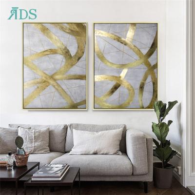 China Handmade Wholesale Original Artwork Abstract Silver And Gold Pinturas Canvas Wall Paintings Decoration for sale