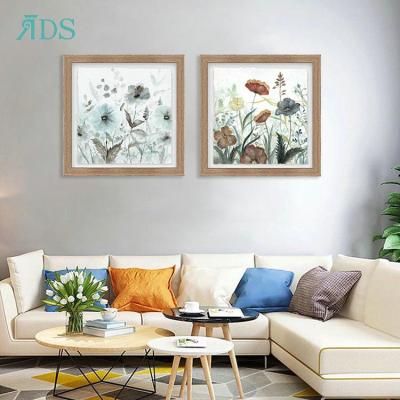 China 2021 Modern Small Home Decoration 2 Pieces Wall Art Canvas Painting Wild Flowers Bedroom Wall Art Decor for sale