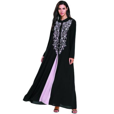 China Two-piece black crepe MXCHAN SJH2006 embroidery abaya islamic clothing fake abaya muslim dress for sale