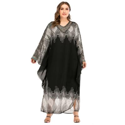 China Beaded cuffs and neckline design MXCHAN SJH2055 2020 new setting African print beaded women kaftan plus size Moroccan women dress kaftans for sale