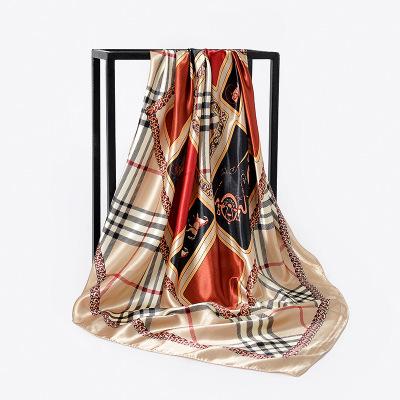 China MXCHAN SJH215181 2021 2021 Silk Scarf 90cm Satin Plaid Square Scarf for sale