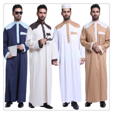 China New design polyester 2021 high quality men's islamic thobes men's arabic jubba thobe dubai muslim long sleeve for sale