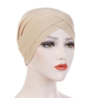 China Hot Selling Sretchy Fabric MXCHAN SJH2125 Made Wholesale Muslim Satin Head Turbans For Women for sale