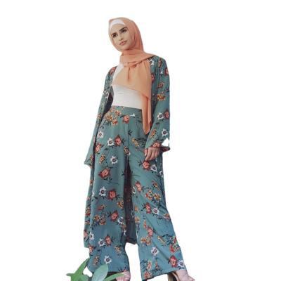 China Muslim Top And Pant Suits With Belt MXCHAN SJH2303 Muslim Women Suits Islamic Women Clothing Muslim Two Piece Set for sale