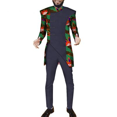 China African Ethnic Print Men's 100% Cotton MXCHAN SJH30041 Wax Batik Wax Suits Set For Men for sale