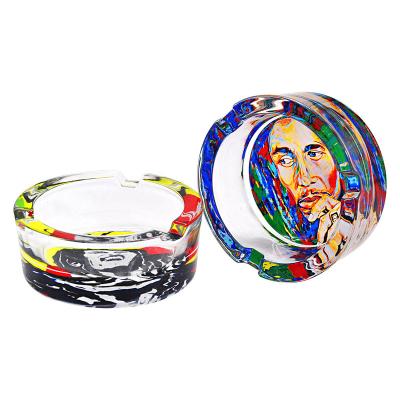 China Crystal Bob Marley Smoking Outdoor CLASSIC Wholesale Glass Ashtrays Pocket Portable Ash Tray for sale