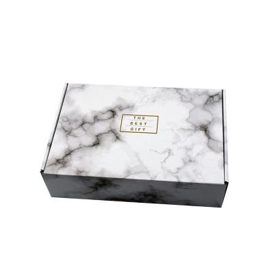 China Recycled Materials Corrugated Black White Marble Pink Custom Mailing Box Cardboard Personalizada Mailing Box With Logo Print for sale