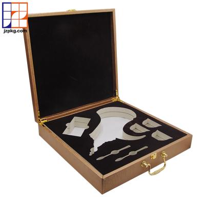 China Large handmade luxury leather wooden fancy gift boxes with metal handles for sale