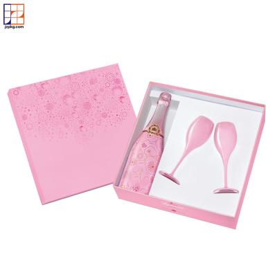 China Recyclable Custom Logo Rose Premium Packaging Gift Boxes For Champagne Bottle And Glasses for sale