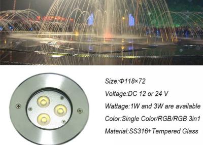 China RGB DMX Outdoor Underwater LED Lights Stainless Steel 3W for Swimming Pool / Pond for sale